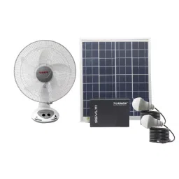 TURNON Solar Panel 11.1 V 10.4 Ah Inbuilt Li-ion Battery with 5 W LED Lamp & 406 mm (16 inch) Table Fan, SHLF 222-13