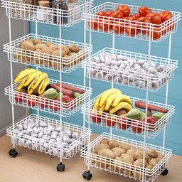 Myntra Elegant Homes Pack of 2 White 4 Layer Fruits & Vegetable Kitchen Trolley-picture-12