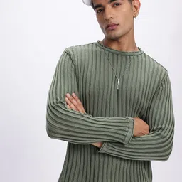 glitchez Tactile Knit Relaxed Fit Pure Cotton Pullover-image-79