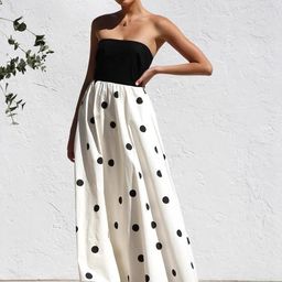 Alamode By Akanksha Women Ivory Rosin Polka Strapless Maxi Dress-image-91