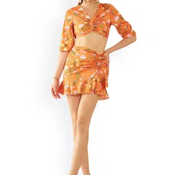 Virgio Floral Printed Crop Top With Skirt-picture-44