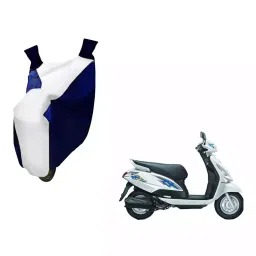 Auto Pearl Waterproof Two Wheeler Cover For Suzuki Swish 125 (White & Blue)-image-44
