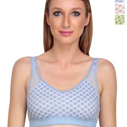 Liigne Pack Of 3 Polka Dots Printed Low Support Workout Bras With All Day Comfort-8