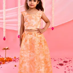 Rangpur Girls Printed Tie and Dye Ready to Wear Lehenga &-picture-44