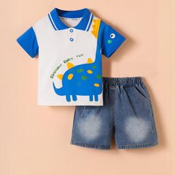 hopscotch 2-Pc Giraffe Applique Shorts Set-picture-1