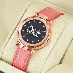 Gopal Shopcart Women Round Dial & Leather Straps Analogue Watch Queen Orange Leather-image-77
