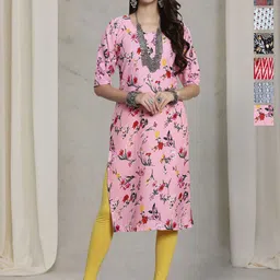7Threads Selection Of 6 Floral Printed Straight Kurtas-image-24
