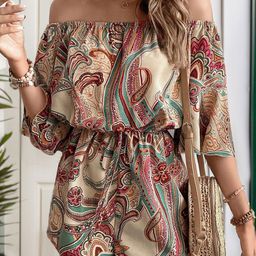 JC Mode Paisley Printed Off-Shoulder Playsuit-image-21