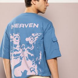 Kook N Keech Men Printed Drop-Shoulder Sleeves Oversized T-shirt With Pocket Detail-image-44