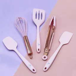 Amour Silicone Mini Kitchen Utensil Set 5 pcs Stainless Steel With Pink and Rose Gold-24