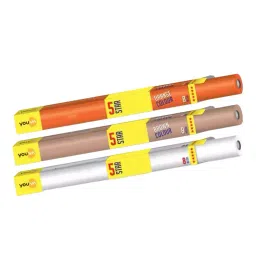 Youva Synthetic Plain Cover Roll 8mx35.5cm 5 Star White, Orange, Brown Paper (Pack of 3)-picture-39