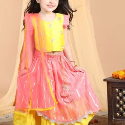 Here&Now X Kinder Kids Girls Embroidered Ready to Wear Lehenga & Blouse With Dupatta-picture-45