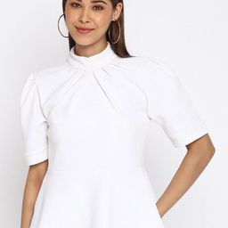 Mayra High Neck Puff Sleeves Peplum Top-image-22