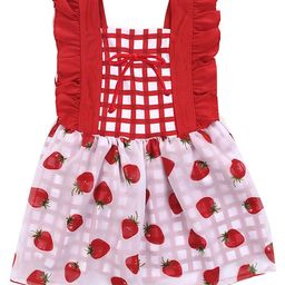 Kookie Kids Sleeveless Frock Swimsuit Strawberry Print - Red-picture-24