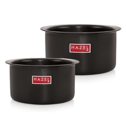 HAZEL Hard Anodised Aluminium Tope Set | Hard Anodised Cookware Set Of Boiling Tope Patila Bhagona For Cooking (750 ml, 1100ml) Set of 2 Topes, Black-image-40