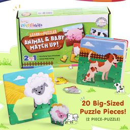 Intelliskills Animal & Baby Match Up Puzzles - 20 Jumbo Pieces-20