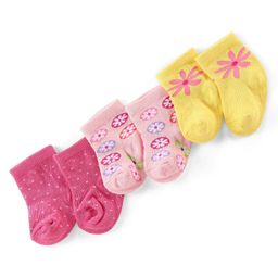 cute walk by babyhug Cutewalk by Babyhug Anti-Bacterial Ankle Length Socks Floral Design Pack of 3 - Multicolour-picture-12