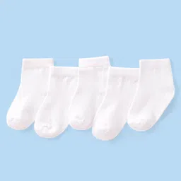 Cute Walk by Babyhug Anti-bacterial Ankle Length Socks Pack of 5 - White-picture-9
