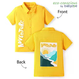 babyoye Babyoye100% Cotton Knit Half Sleeves Shirt with Text Print - Yellow-picture-37