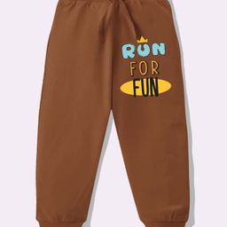 KAVEE Pure Cotton Knit Biowashed Full Length Run For Fun Text Printed Lounge Pants - Brown-picture-13