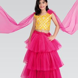 D9 KIDS Girls Printed Ready to Wear Lehenga & Blouse With Dupatta-picture-45