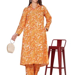 FAB GALAXY Women Ethnic Motifs Printed Regular Beads and Stones Kurta with Trousers-picture-29