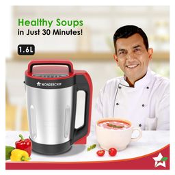 Wonderchef NEO Automatic Soup Maker | 1.6 Litre | 900W Heater | SS Blades & Bowl (Jug) | Soup in just 30 mins | 2 Years Warranty | Red & Black & Steel image 2