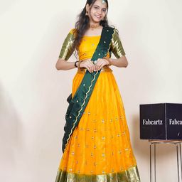 Fabcartz Semi-Stitched Woven Design Lehenga & Unstitched Blouse With Dupatta-image-98