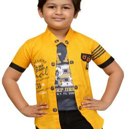 BAESD Boys Typography Printed Classic Fit Cotton Casual Shirt-image-92