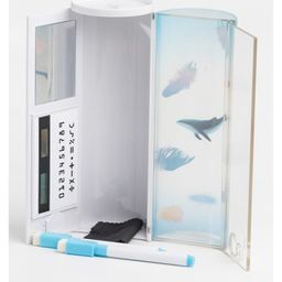 QIPS Cylindrical Pencil Box with Calculator, Mirror & Whiteboard -Whale image 5