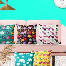 ArtzFolio Multicoloured Set of 5 Square Cushion Covers image 1