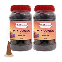 Hari Darshan Set of 2 Dry Dhoop Cones Mix - 120 Cones Each Jar-16