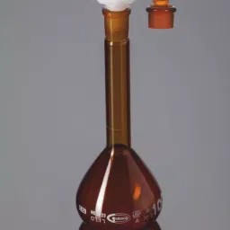 Glassco 20 ml Volumetric Flask Amber Class A USP Standards with Penny Head Glass and PP Stopper 130.521.03A-6
