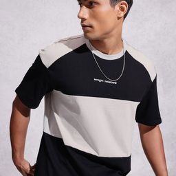 WROGN Colourblocked Drop-Shoulder Sleeves Pure Cotton Oversized T-shirt-image-72