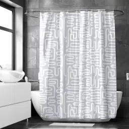 Encasa Homes Polyester Shower Curtain Boho Maze Grey-picture-0