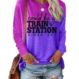 KPOP Typography Printed Round Neck Long Sleeves Cotton Casual T-shirt-picture-9