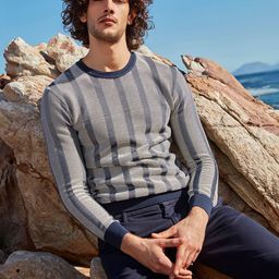 Mufti Striped Pure Cotton Pullover-picture-17