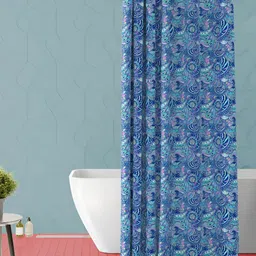 ArtzFolio Blue & Purple Floral Printed Waterproof Shower Curtain-image-94