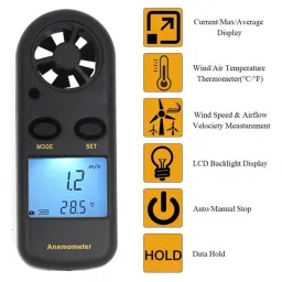 generic Real Instruments GM816 Portable Anemometer Thermometer Speed Gauge Meter 30m image 3