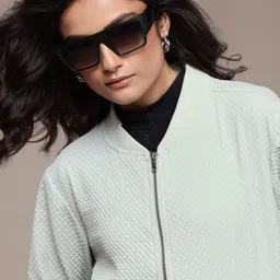 The Roadster Lifestyle Co. Women Seersucker Bomber Jacket-picture-2