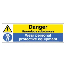 SUNSIGNS Danger Hazardous, Ware Personal Protective Equipment Signages Size 300x100 mm HP Print + Vinyl + Sun Board, SN0142-picture-43