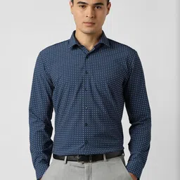 Van Heusen Men Slim Fit Geometric Printed Spread Collar Formal Shirt-picture-30
