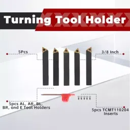 Findmall 5 Pcs Lathe Tools Insert Bits with TCMT110204 Carbide Inserts Size 3/8 inch (9.5 mm) for Turning, Cutting, Facing, Boring, And Chamfering, PH-2QCC-2U6B image 4
