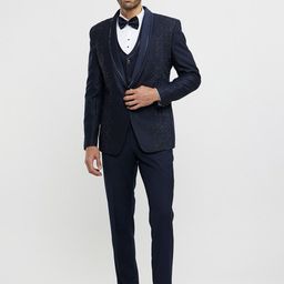 Twamev Men Double Breasted Self Design Five Piece Suits-image-65