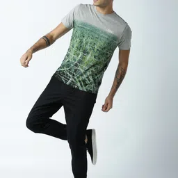 Huetrap Men Grey Melange Printed Round Neck T-Shirt-picture-33