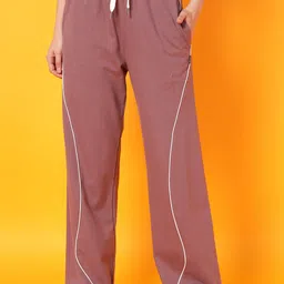 PockMAN Women Pure Cotton Pipping Wide Leg Trousers-image-72