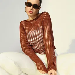 SHOWOFF Women Self Design Crochet Top-image-6