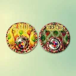 ME & YOU Yellow & Red 2 Pieces Mehendi & Haldi Thali-93