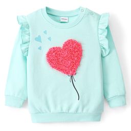 Babyoye Brushed Fleece Eco Conscious 100% Cotton Full Sleeves Sweatshirts With Heart Applique - Blue-image-63