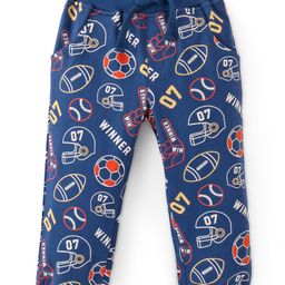 Babyhug Cotton Looper Full Length Lounge and Track Pants Ball Prints - Blue-image-96